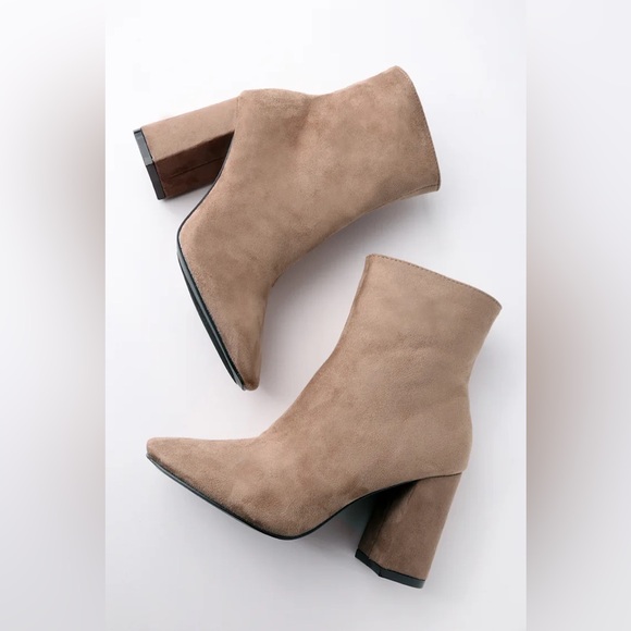 My Generation Taupe Suede High Heel Mid-Calf Boots - 6.5 - Picture 3 of 9